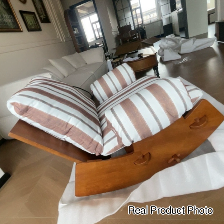 Moderner Retro-Schaukelstuhl aus Massivholz mit Leinen- &amp; Samtbezug, abnehmbarem und waschbarem Design sowie gepolstertem Sitz, Rückenlehne und Armlehnen für das Wohnzimmer 