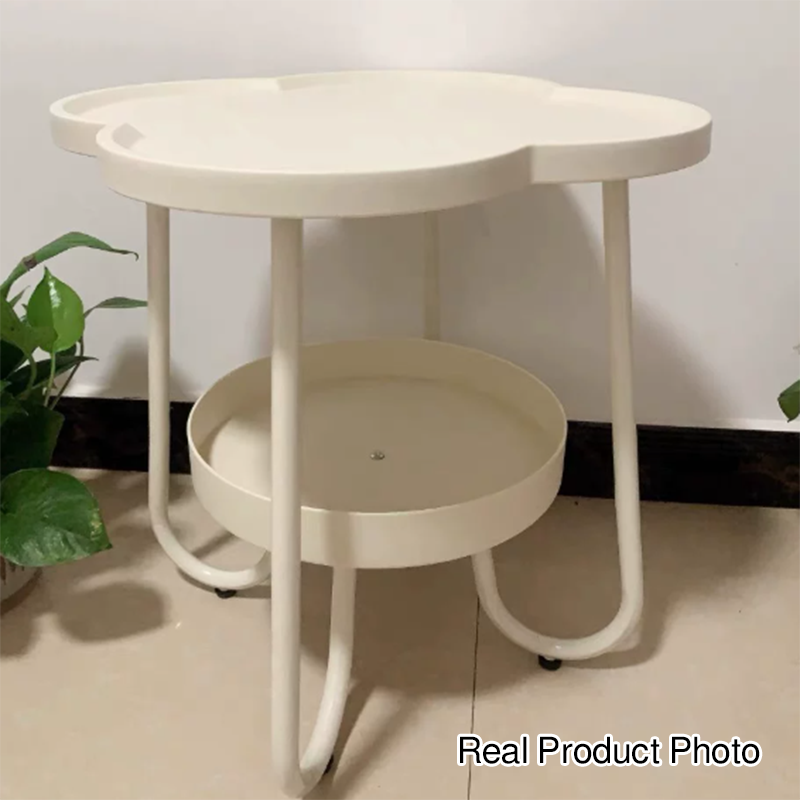 Modern Minimalist Clover Iron Side Table 2-Tier For Living Room