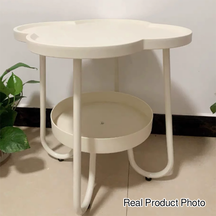 Modern Minimalist Clover Iron Side Table 2-Tier For Living Room