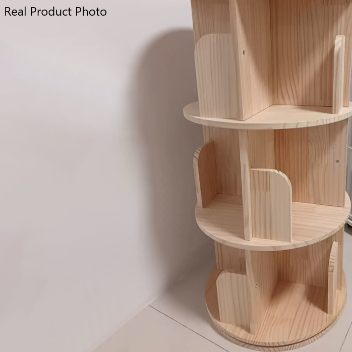 Bibliothèques en bois massif minimalistes modernes à 6 niveaux, rotatives pour la maison et le bureau 