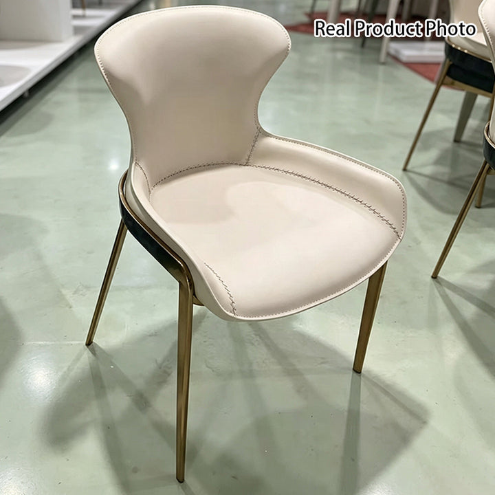 Modern Luxury Rectangular Curved Cushion Saddle-Style Faux Leather Carbon Steel Dining Chair Backrest For Dining Room