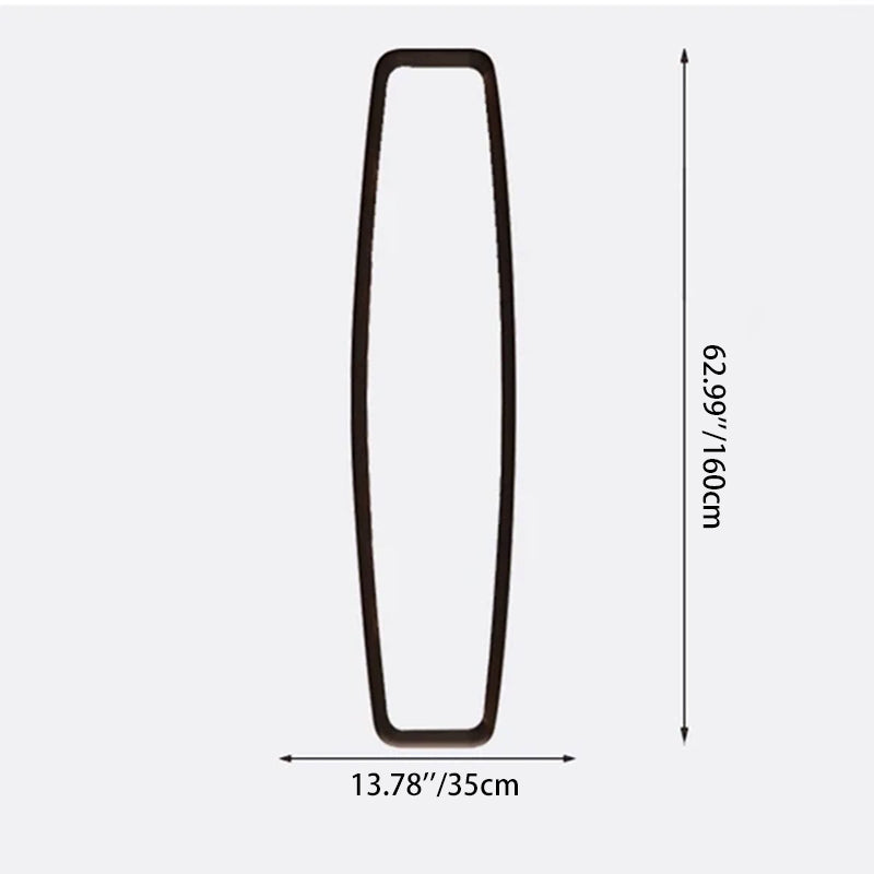 Contemporary Retro MDF &amp; Glass Rounded-Corner Long Wall Mirror For Living Room