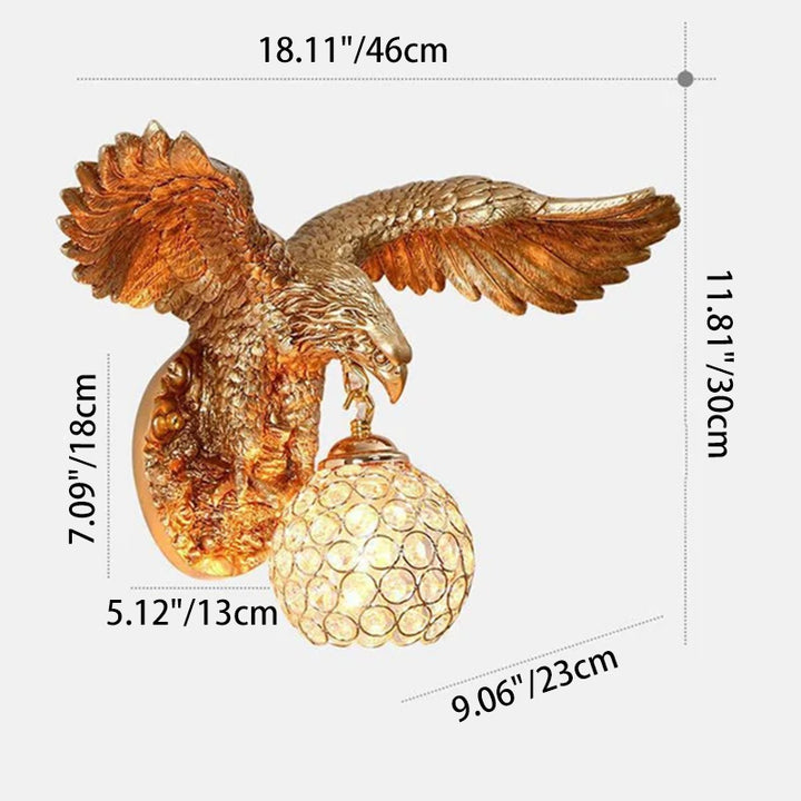 Contemporary Creative Resin Eagles Crystal Shade 1-Light Wall Sconce Lamp For Living Room & Bedroom