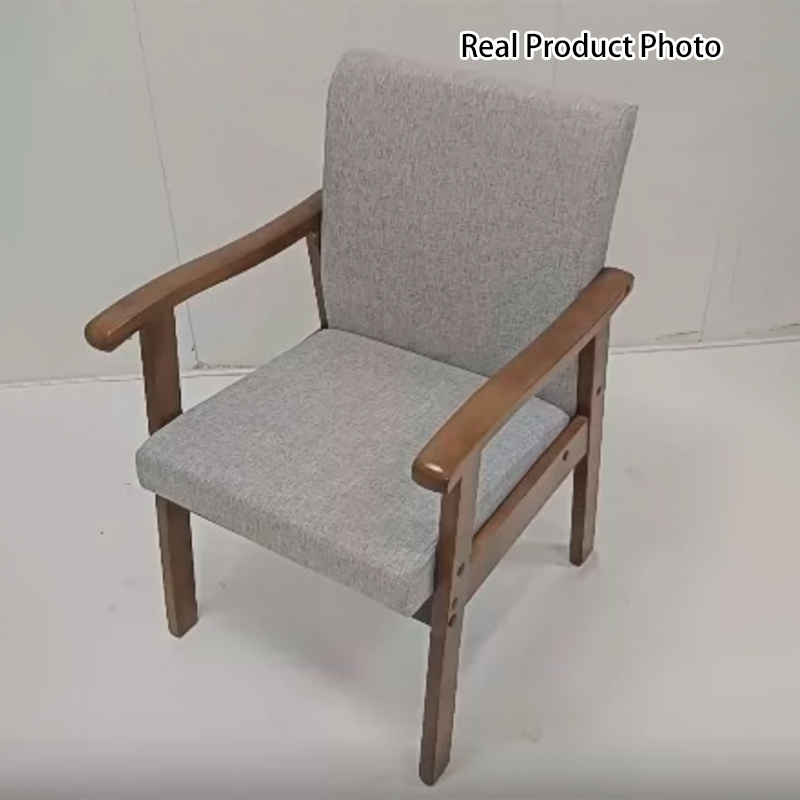 Modern Simplicity Rubberwood Cotton Linen Fabric Sponge Square Accent Chair &amp; Table Set For Living Room