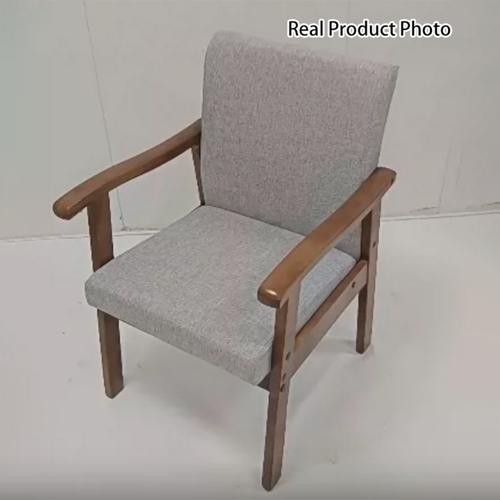 Modern Simplicity Rubberwood Cotton Linen Fabric Sponge Square Accent Chair &amp; Table Set For Living Room
