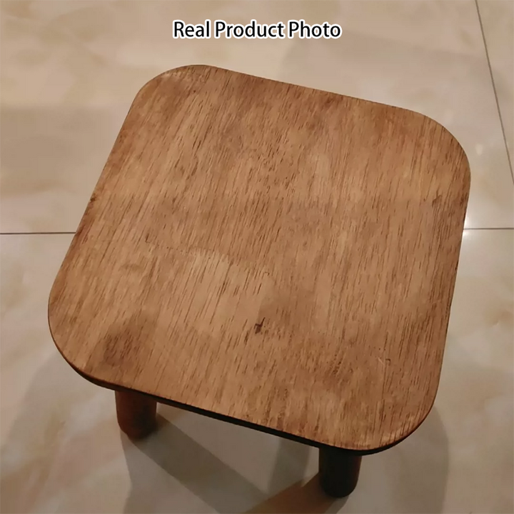 Modern Minimalist Square Rubberwood Kids Low Stool For Living Room
