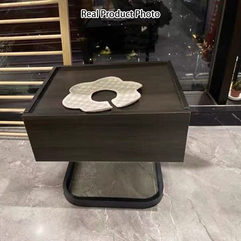 Modern Minimalist Rectangular MDF Steel Nightstand 1-Drawer For Bedside