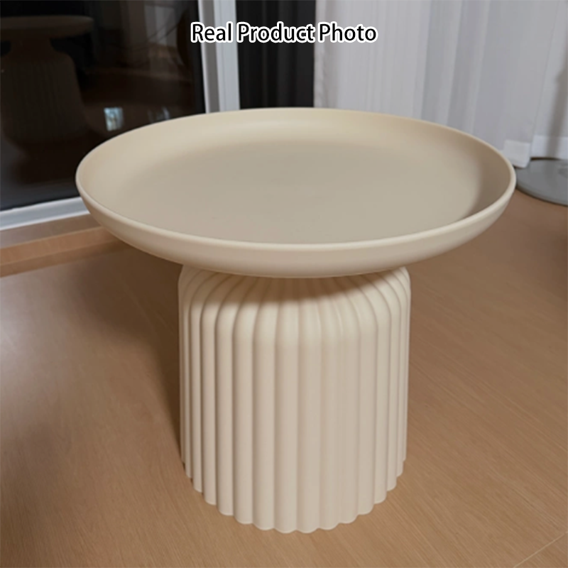 Contemporary Creative PP Round Striped Base Coffee Table For Living Room