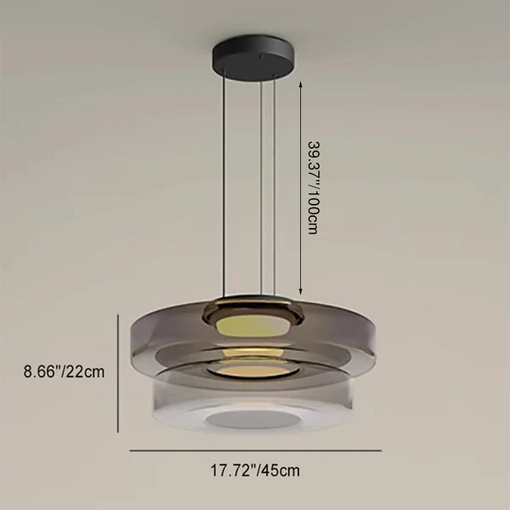 Moderne Luxus-Mehrschicht-Disc-Glas-Metall-LED-Pendelleuchte für Wohnzimmer 