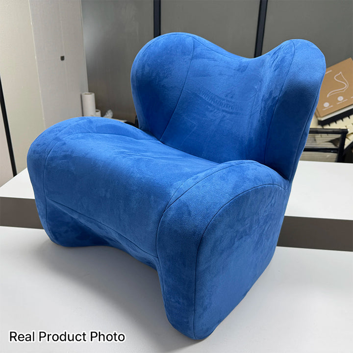 Modern Minimalist Linen &amp; Velvet EPS Curved Accent Chair With Backrest And Storage Pocket For Living Room