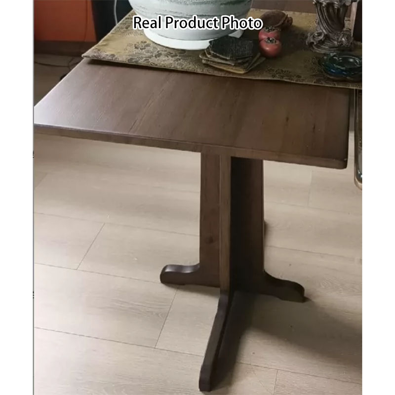 Zeitgenössisches Retro-Massivholz-Sperrholz- und Eisen-Rund-Quadrat-Couchtisch- und Stuhlset für Balkon und Wohnzimmer 