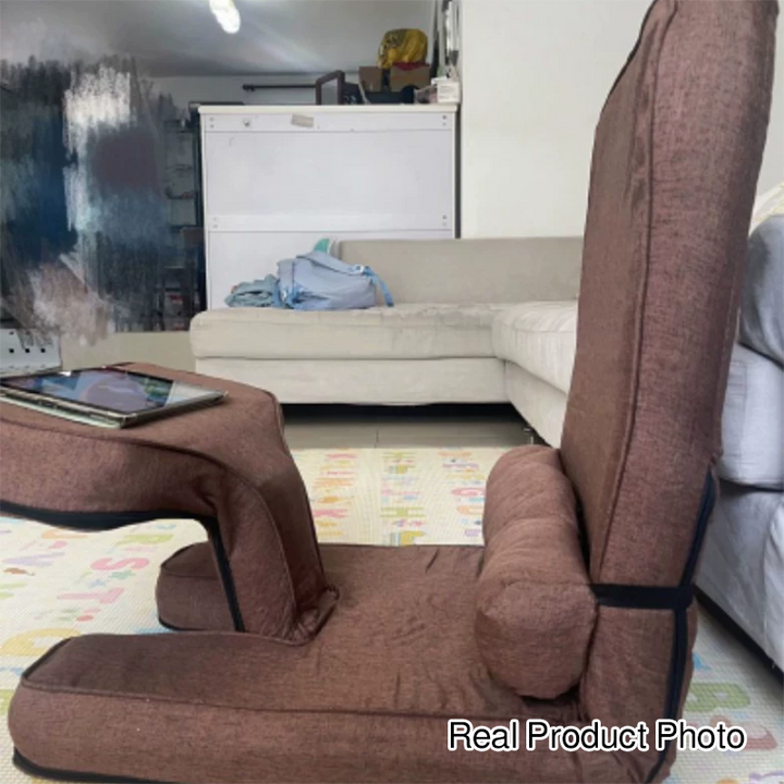 Sofa paresseux en coton-lin à simplicité moderne, carré, tatami avec dossier réglable et table pliable pour chambre et fenêtre en baie 
