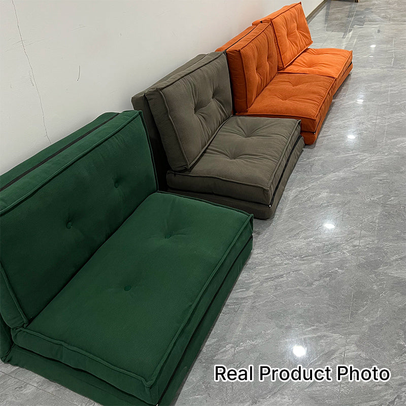 Zeitgenössisches skandinavisches Cord- &amp; Baumwolleisen-Tofu-Stil faltbares Lazy-Sofa mit Rückenlehne für Wohnzimmer &amp; Schlafzimmer 