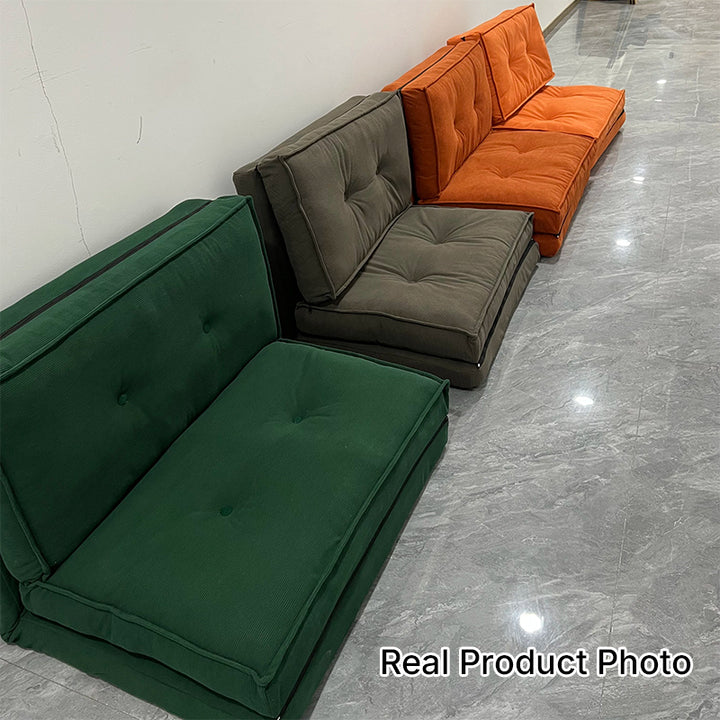 Zeitgenössisches skandinavisches Cord- &amp; Baumwolleisen-Tofu-Stil faltbares Lazy-Sofa mit Rückenlehne für Wohnzimmer &amp; Schlafzimmer 