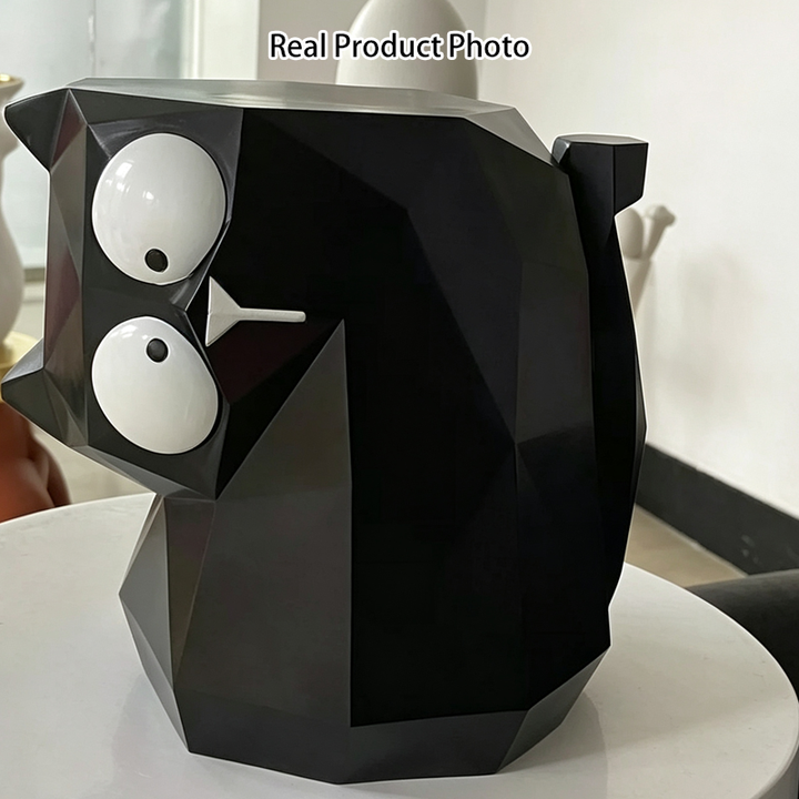 Pieza decorativa contemporánea de mesa auxiliar de resina con gato negro para sala de estar y dormitorio 
