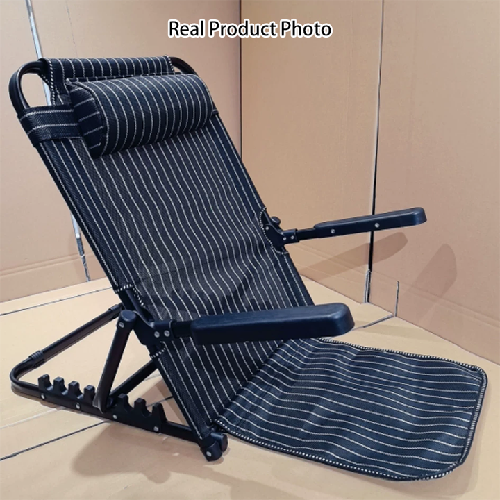 Modern Minimalist Oxford Fabric Textilene Fabric Iron Plastic Rectangular Back Chair With Adjustable Recline &amp; Armrests For Living Room &amp; Bedroom