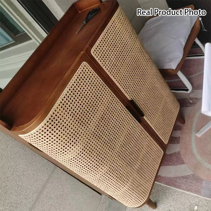Traditional Vintage Rectangular Ash Wood Indonesian Rattan Shoe Storage 5-Tier For Entryways
