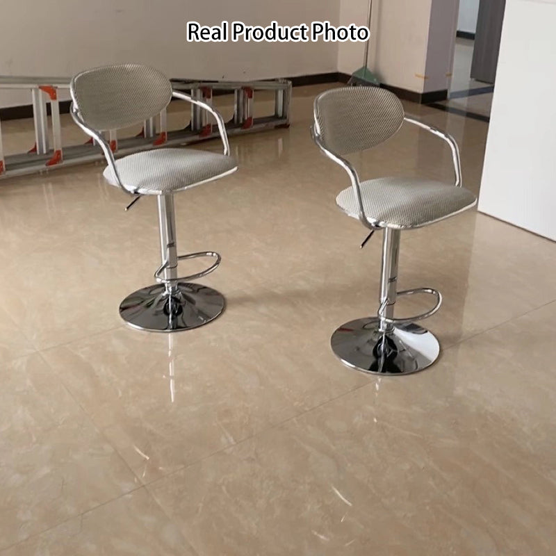 Contemporary Scandinavian Half Round PVC Wicker Plywood Iron Bar Stool Backrest For Dining Room