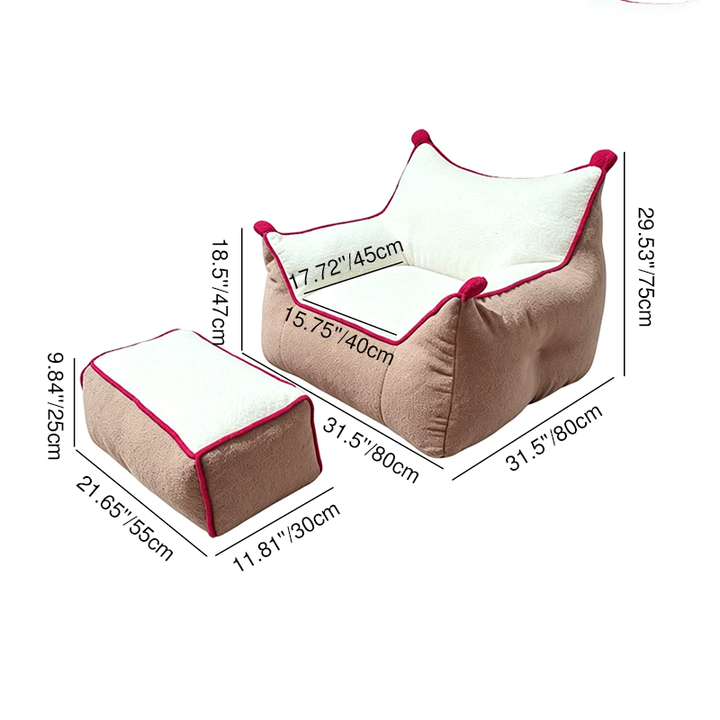Contemporary Nordic Sherpa Fabric Latex EPP Square Bean Bag Lazy Sofa Backrest Footrest For Living Room And Bedroom