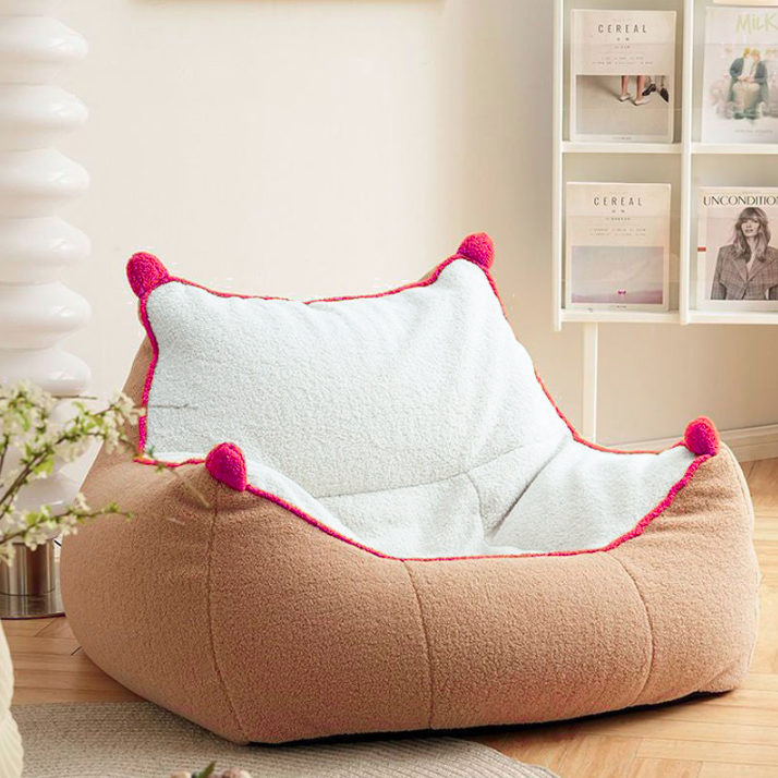Contemporary Nordic Sherpa Fabric Latex EPP Square Bean Bag Lazy Sofa Backrest Footrest For Living Room And Bedroom