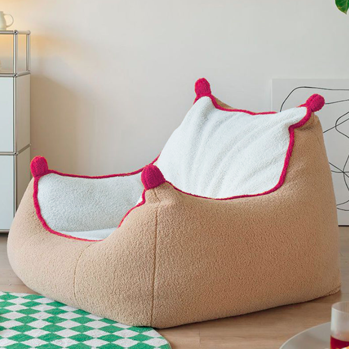 Contemporary Nordic Sherpa Fabric Latex EPP Square Bean Bag Lazy Sofa Backrest Footrest For Living Room And Bedroom