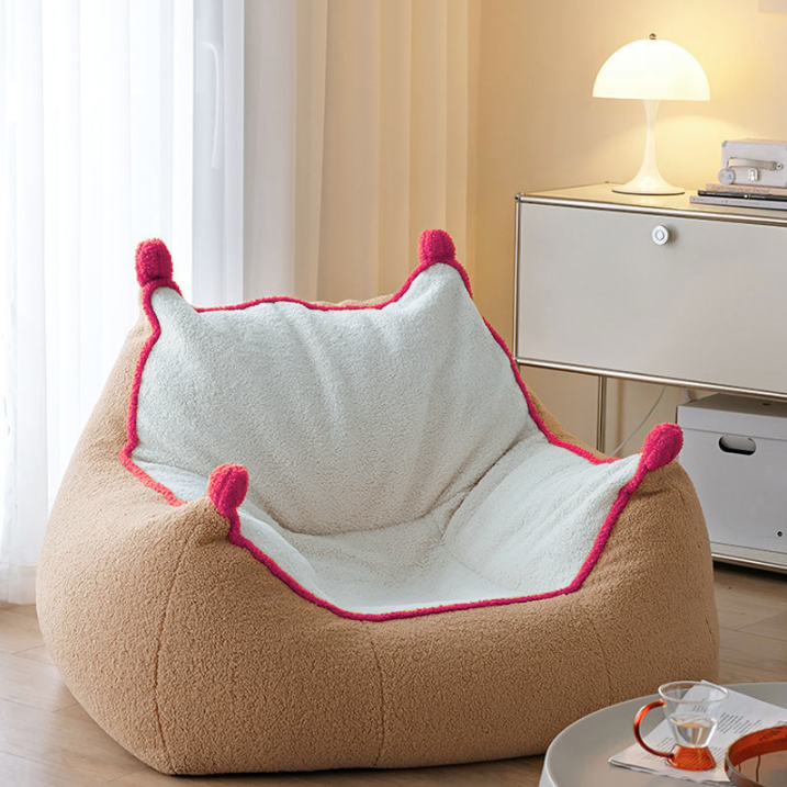 Contemporary Nordic Sherpa Fabric Latex EPP Square Bean Bag Lazy Sofa Backrest Footrest For Living Room And Bedroom