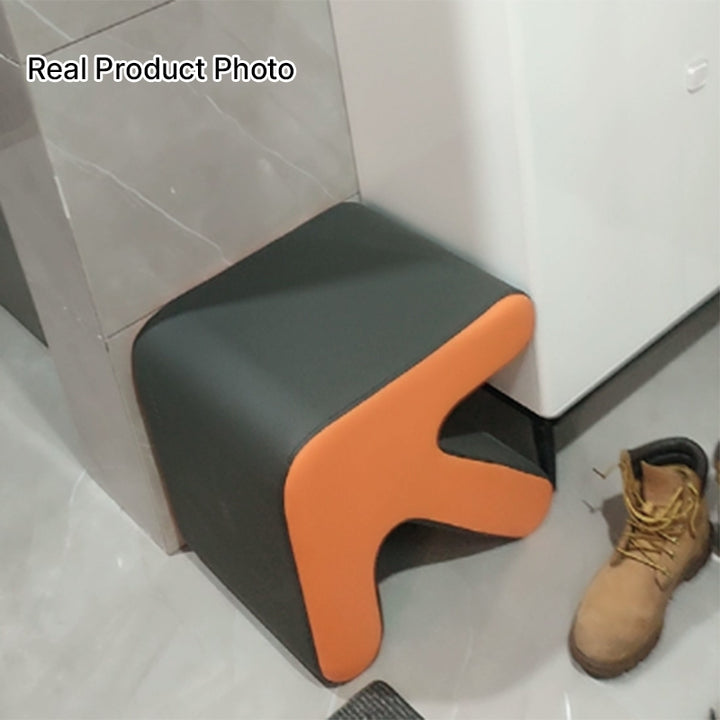 Contemporary Creative PU Leather &amp; Solid Wood Arrow-Shaped Stackable Footstool For Living Room &amp; Entryway