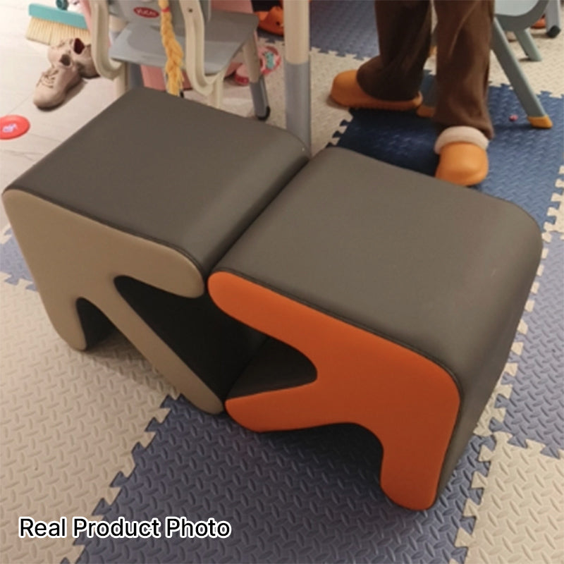 Contemporary Creative PU Leather &amp; Solid Wood Arrow-Shaped Stackable Footstool For Living Room &amp; Entryway