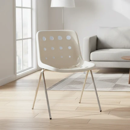 Chaise de salle à manger en fer forgé PP design fromage moderne du milieu du siècle avec dossier pour salon et salle à manger 