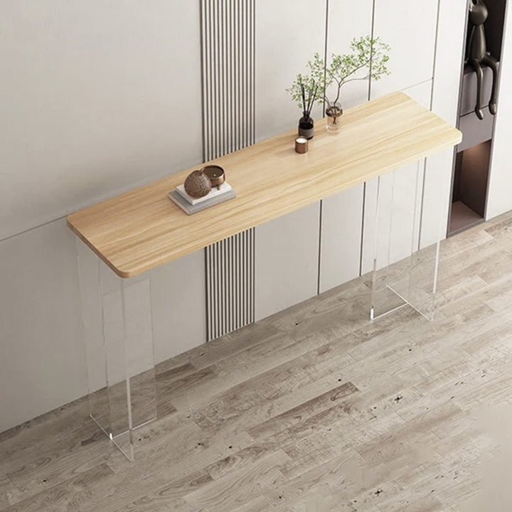 Modern Minimalist Rectangular Particle Board Acrylic Console Table 1-Tier For Living Room