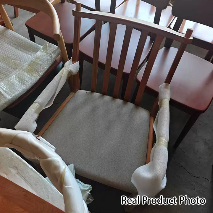 Chaise de salle à manger carrée en tissu et bois massif nordique contemporain avec dossier et accoudoirs pour salon et salle à manger 
