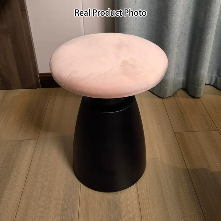 Tabouret de coiffeuse moderne minimaliste rond en tissu et métal pour chambre 
