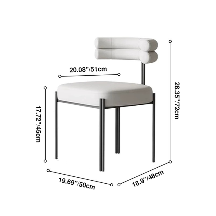 Contemporary Nordic Square Curved Backrest Faux Leather  Carbon Steel Dining Chair For Dining Room