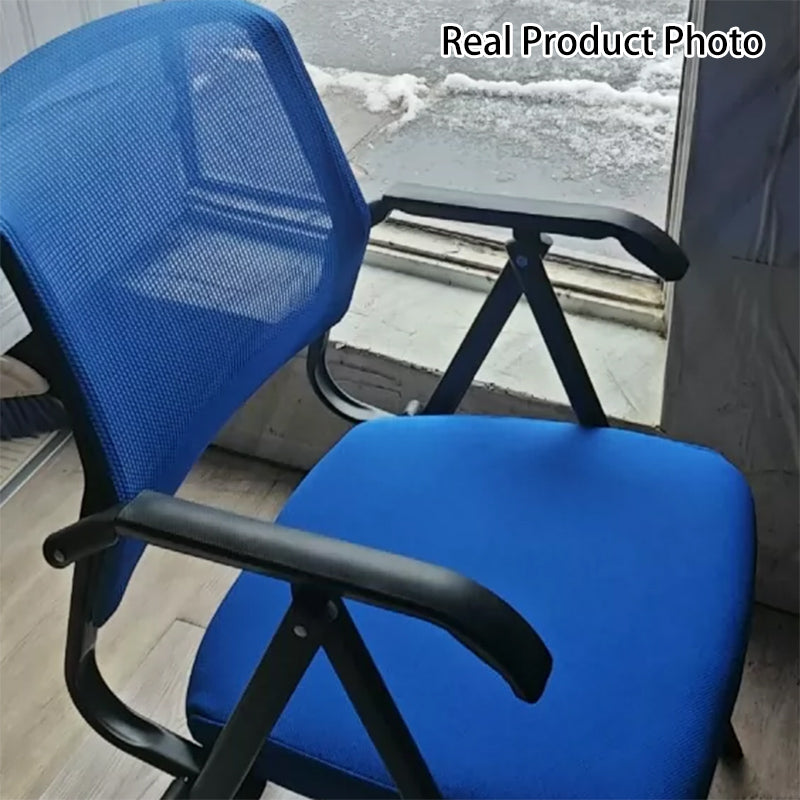Moderner minimalistischer klappbarer Netzschwamm-Kohlenstoffstahl-Quadrat-Schreibtischstuhl mit Rückenlehne und Armlehnen für das Home Office oder das Studium 