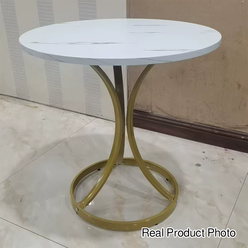 Table basse ronde en panneau de fibres à densité moyenne et acier au carbone, de luxe moderne, pour salon 