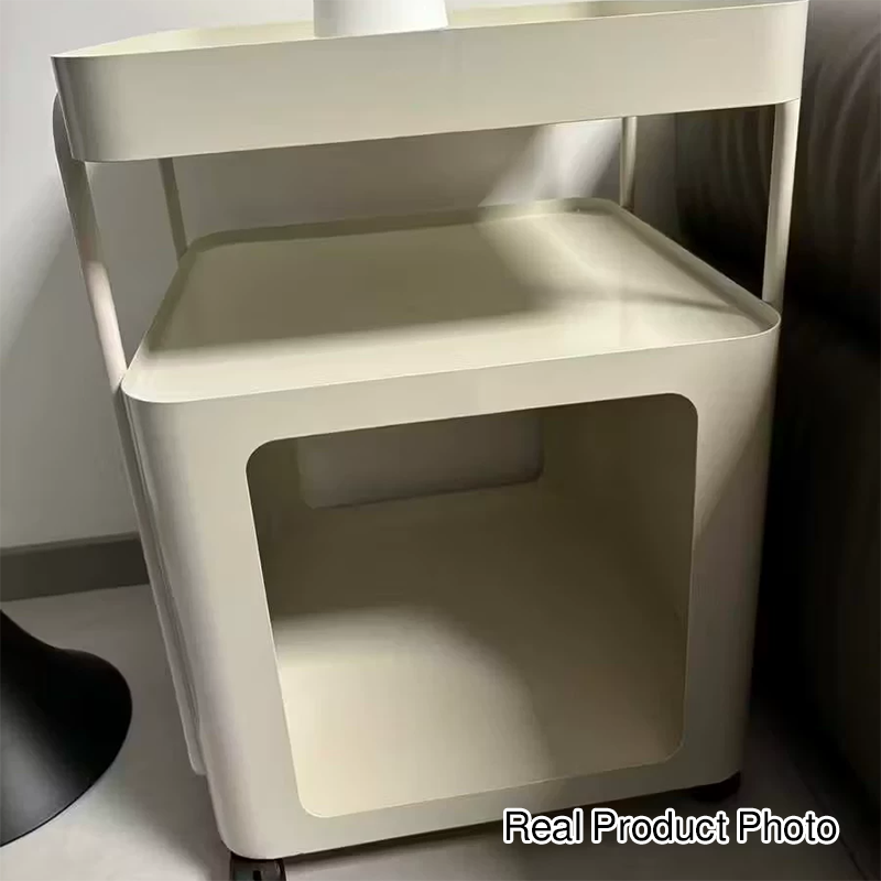 Modern Minimalist Iron Rounded Rectangular End Table 3-Tier For Living Room