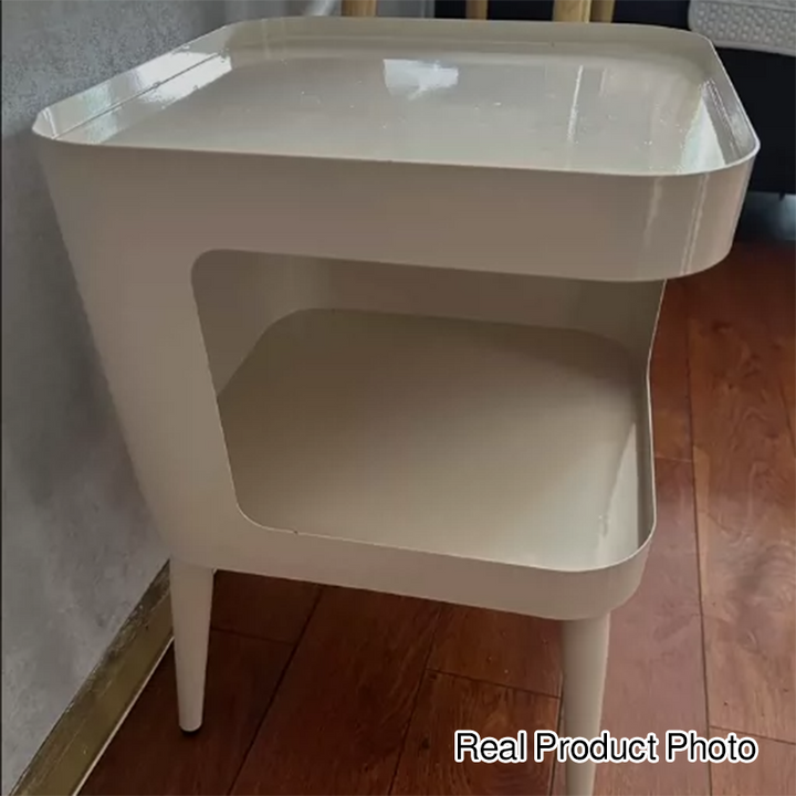 Contemporary Creative Stainless Steel Square End Table With 2 Tiers For Living Room