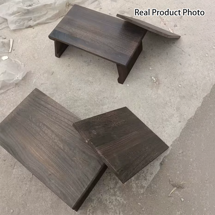 Traditional Chinese Solid Wood Rectangular Low Coffee Table With 2 Tiers For Living Room