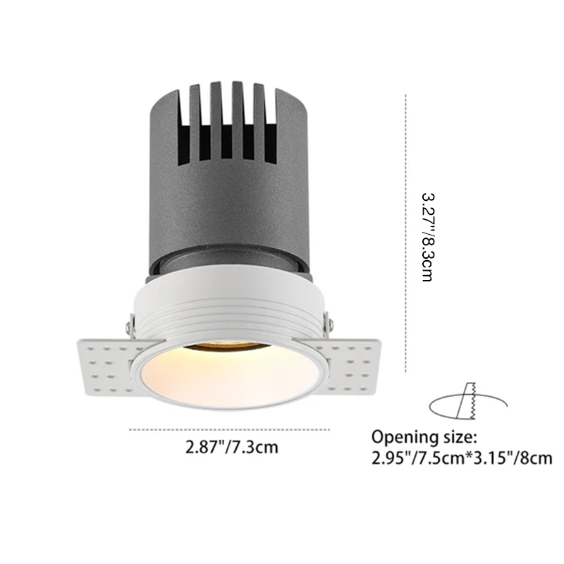 Spots LED encastrés sans cadre - Luminaire de plafond encastré LED en aluminium au design industriel contemporain pour la maison et le bureau 