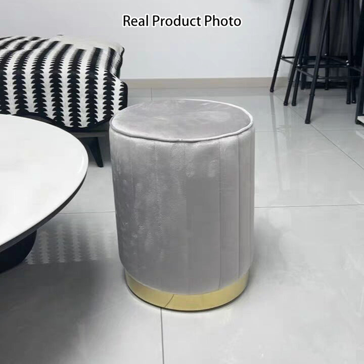 Tabouret de coiffeuse moderne minimaliste rond en velours avec base en métal pour chambre 