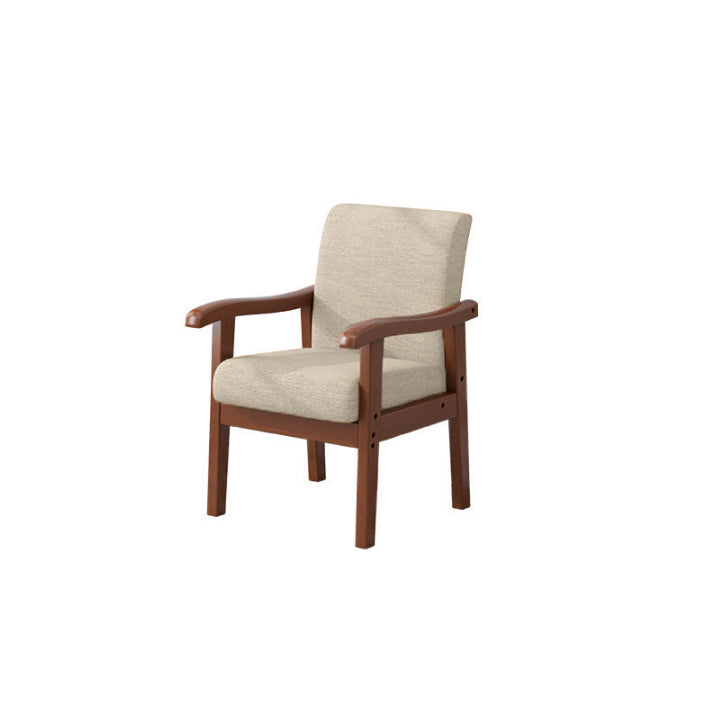 Modern Minimalist Square Rectangular Rubberwood Cotton-linen Desk Chair Backrest Armrest For Home Office