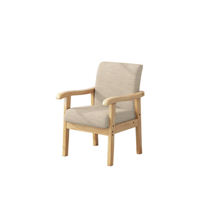 Modern Minimalist Square Rectangular Rubberwood Cotton-linen Desk Chair Backrest Armrest For Home Office