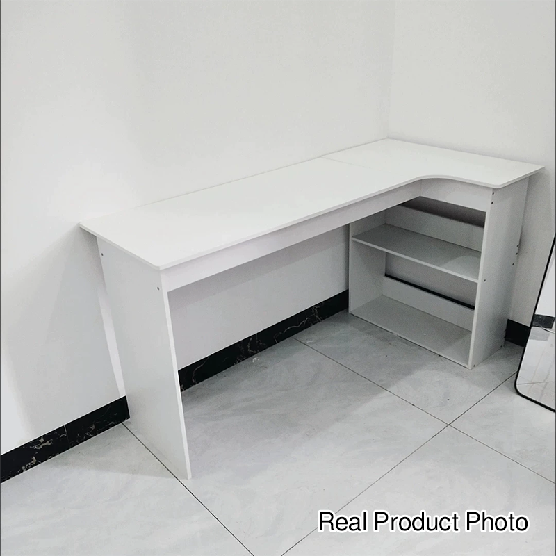 Modern Minimalist L-Shaped Rectangular Medium Density Fiberboard Desk 3-Tier For Bedroom