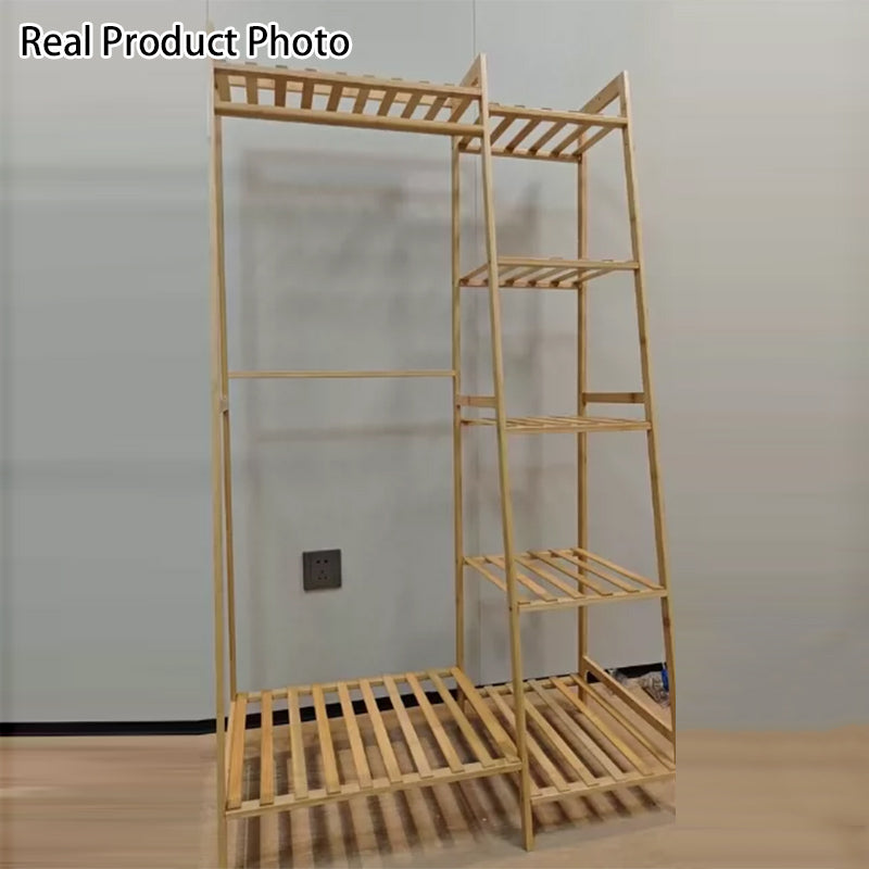 Modern Minimalist Nan Bamboo Rectangular Hall Tree 5-Tier Multi-Function Rack For Bedroom