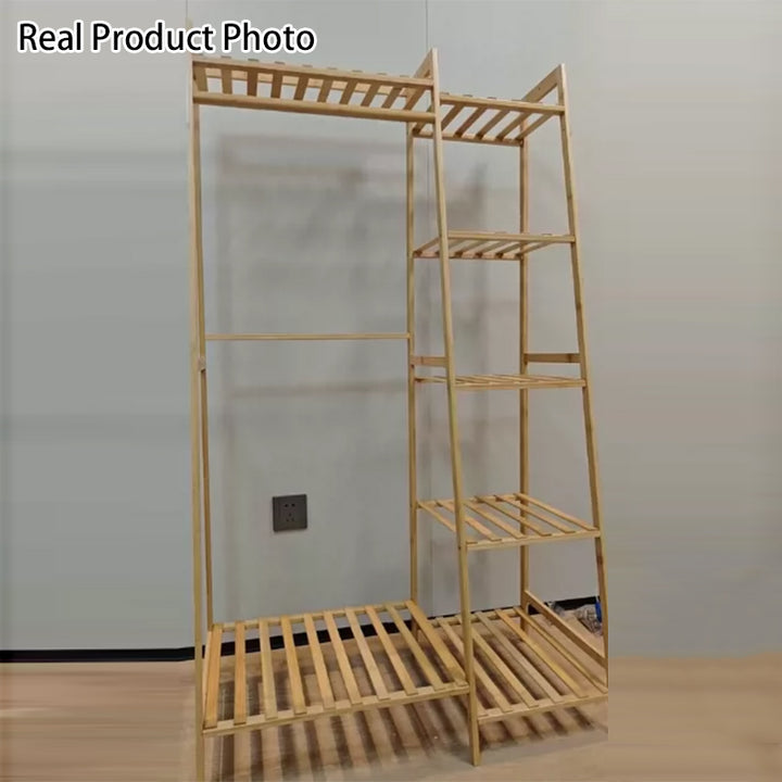 Modern Minimalist Nan Bamboo Rectangular Hall Tree 5-Tier Multi-Function Rack For Bedroom