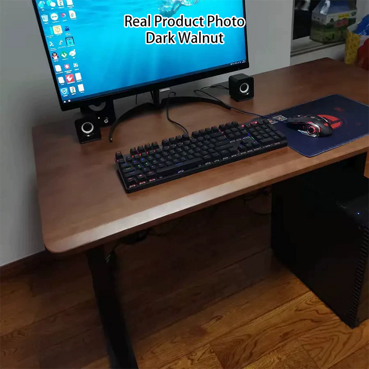 Traditional Chinese Rubberwood Iron Rectangular Office Desk 1-Tier For Home Office