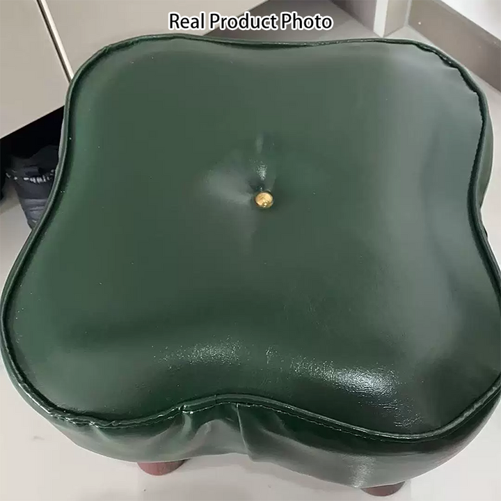 Tabouret rond en cuir ciré à l&