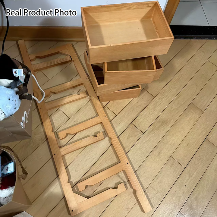 Modern Minimalist Solid Wood Rectangular Storage Shelf With 3-Tier Organizer For Living Room &amp; Kitchen