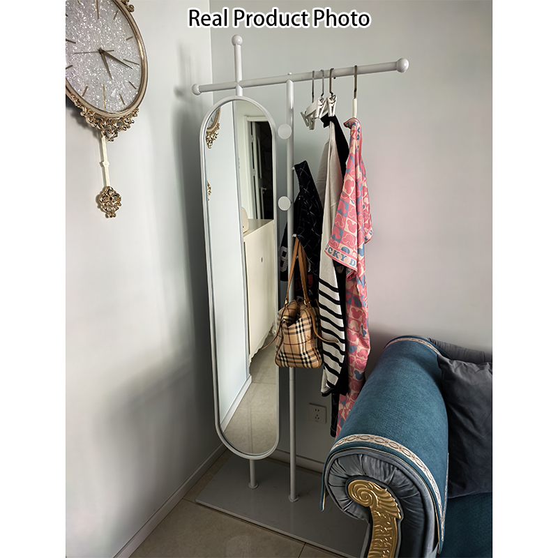Modern Luxury Marble Iron Glass Rectangular Oval Hall Tree With Swivel Full-Length Mirror For Bedroom &amp; Living Room