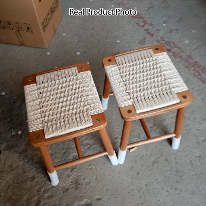 Tabouret de vanité carré sans dossier en bois de cerisier rétro contemporain en chêne et noyer pour chambre 